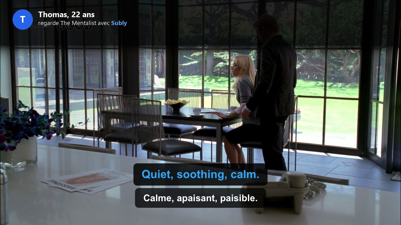 Thomas, 22 ans, regarde The Mentalist avec Subly
